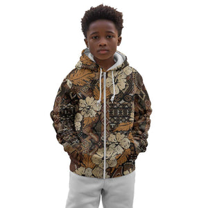 Afro Hibiscus Tropical Kid Hoodie African Pattern - African Pride