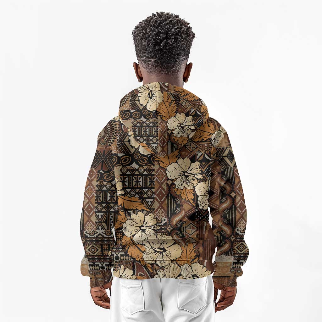 Afro Hibiscus Tropical Kid Hoodie African Pattern - African Pride