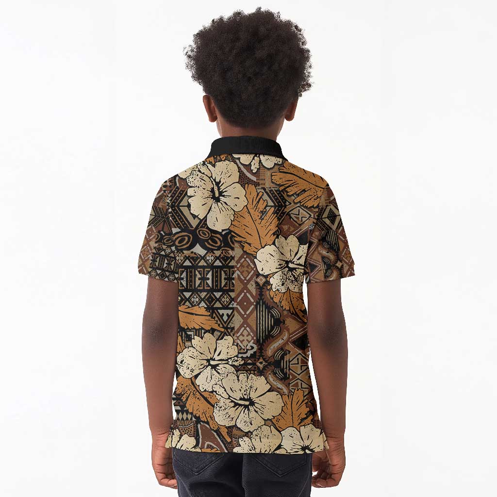 Afro Hibiscus Tropical Kid Polo Shirt African Pattern - African Pride