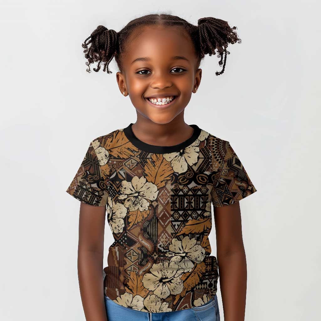 Afro Hibiscus Tropical Kid T shirt African Pattern - African Pride