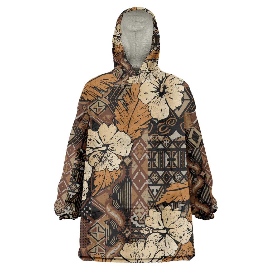 Afro Hibiscus Tropical Kid Wearable Blanket Hoodie African Pattern - African Pride