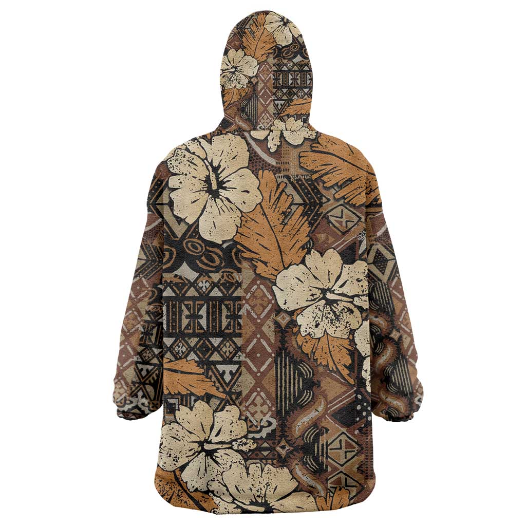 Afro Hibiscus Tropical Kid Wearable Blanket Hoodie African Pattern - African Pride