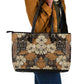 Afro Hibiscus Tropical Leather Tote Bag African Pattern - African Pride
