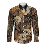 Afro Hibiscus Tropical Long Sleeve Button Shirt African Pattern - African Pride