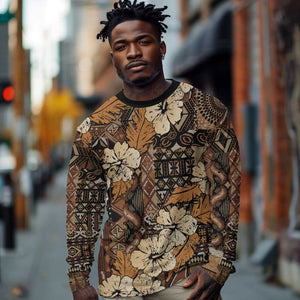 Afro Hibiscus Tropical Long Sleeve Shirt African Pattern - African Pride