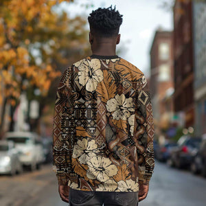 Afro Hibiscus Tropical Long Sleeve Shirt African Pattern - African Pride