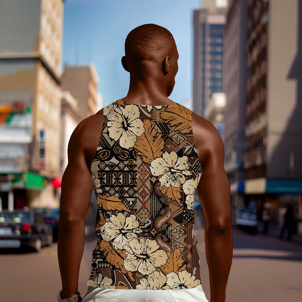 Afro Hibiscus Tropical Men Tank Top African Pattern - African Pride
