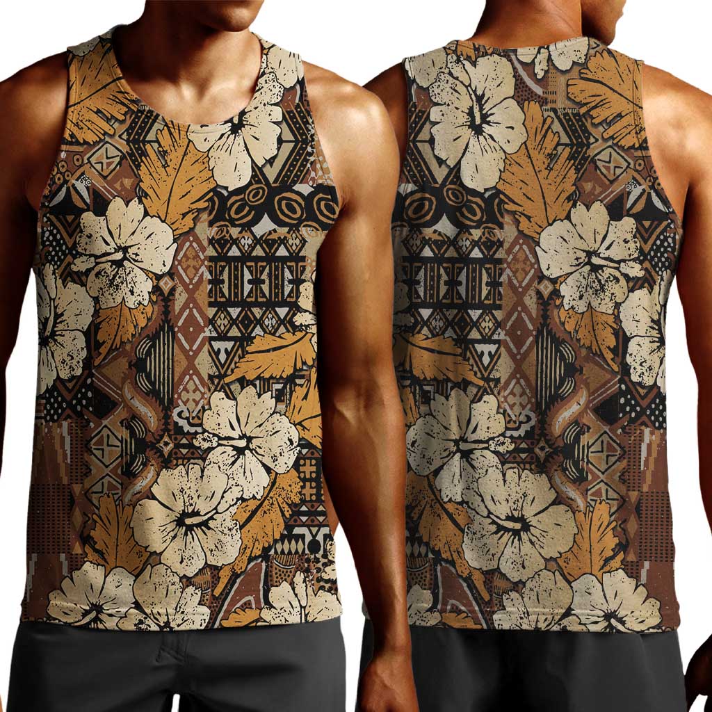 Afro Hibiscus Tropical Men Tank Top African Pattern - African Pride