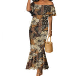 Afro Hibiscus Tropical Mermaid Dress African Pattern - African Pride