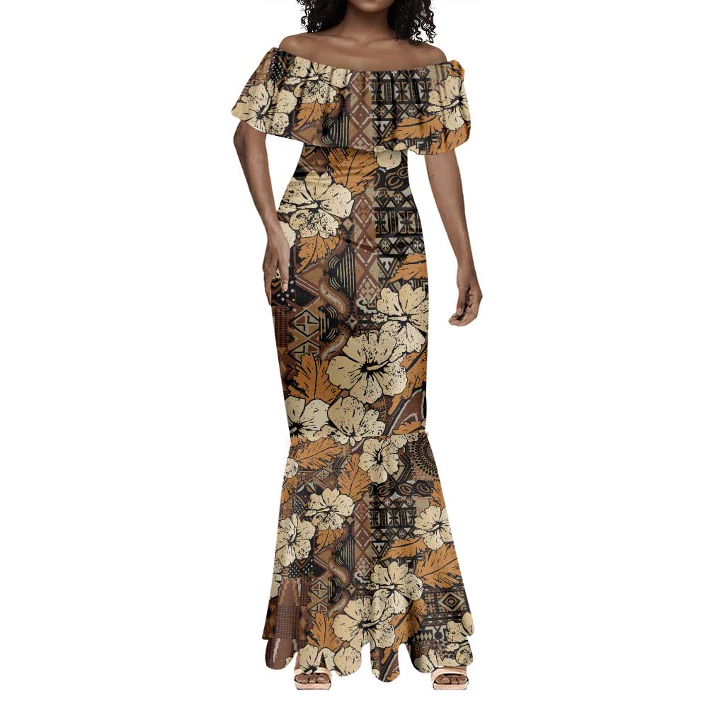 Afro Hibiscus Tropical Mermaid Dress African Pattern - African Pride