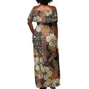 Afro Hibiscus Tropical Off Shoulder Maxi Dress African Pattern - African Pride