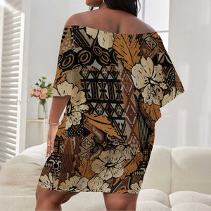 Afro Hibiscus Tropical Off Shoulder Short Dress African Pattern - African Pride