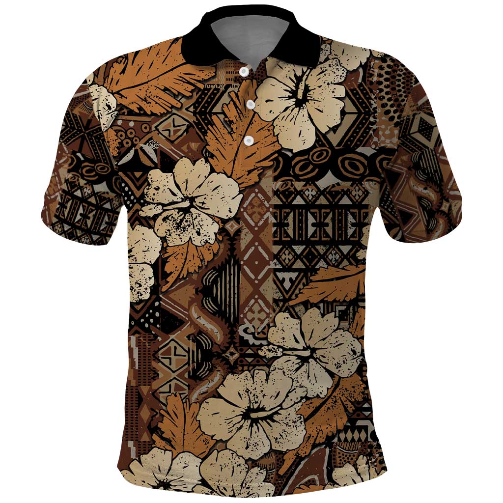 Afro Hibiscus Tropical Polo Shirt African Pattern - African Pride