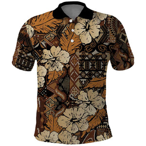 Afro Hibiscus Tropical Polo Shirt African Pattern - African Pride