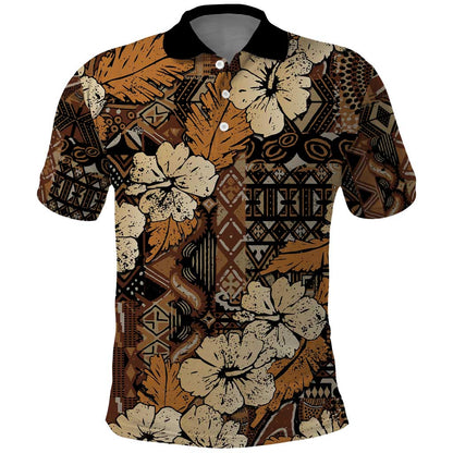 Afro Hibiscus Tropical Polo Shirt African Pattern - African Pride