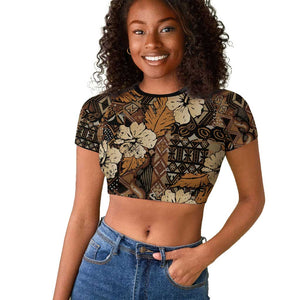 Afro Hibiscus Tropical Raglan Cropped T shirt African Pattern - African Pride