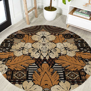 Afro Hibiscus Tropical Round Carpet African Pattern - African Pride