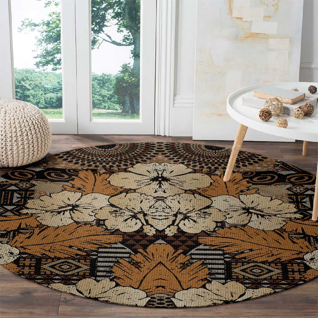 Afro Hibiscus Tropical Round Carpet African Pattern - African Pride