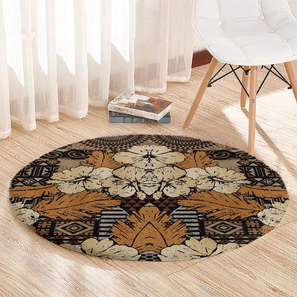 Afro Hibiscus Tropical Round Carpet African Pattern - African Pride
