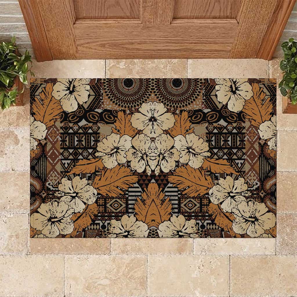 Afro Hibiscus Tropical Rubber Doormat African Pattern - African Pride
