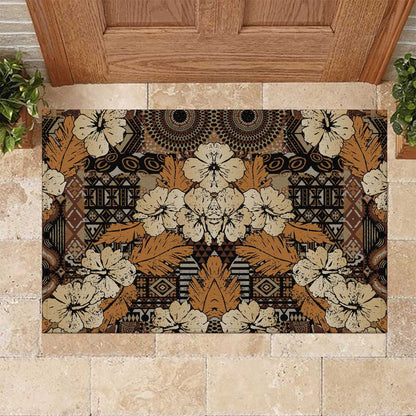 Afro Hibiscus Tropical Rubber Doormat African Pattern - African Pride