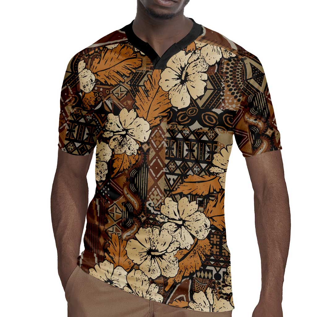 Afro Hibiscus Tropical Rugby Jersey African Pattern - African Pride