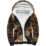 Afro Hibiscus Tropical Sherpa Hoodie African Pattern - African Pride