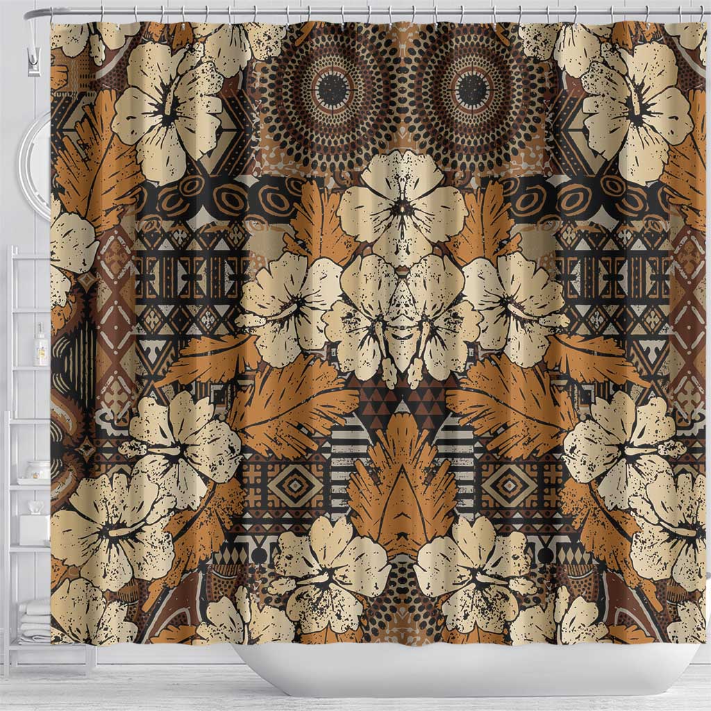 Afro Hibiscus Tropical Shower Curtain African Pattern - African Pride