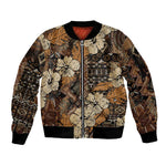 Afro Hibiscus Tropical Sleeve Zip Bomber Jacket African Pattern - African Pride