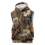 Afro Hibiscus Tropical Sleeveless Zip Hoodie African Pattern - African Pride