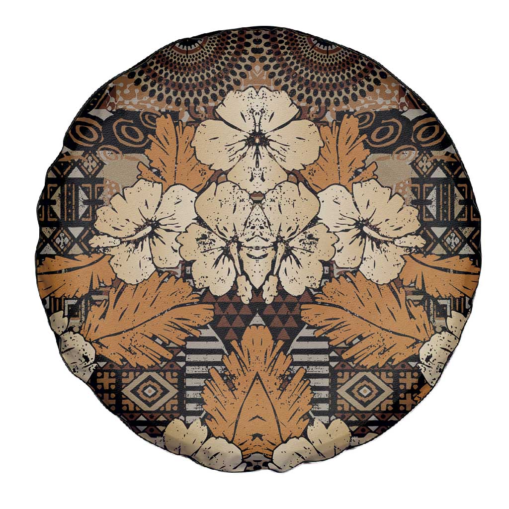 Afro Hibiscus Tropical Spare Tire Cover African Pattern - African Pride