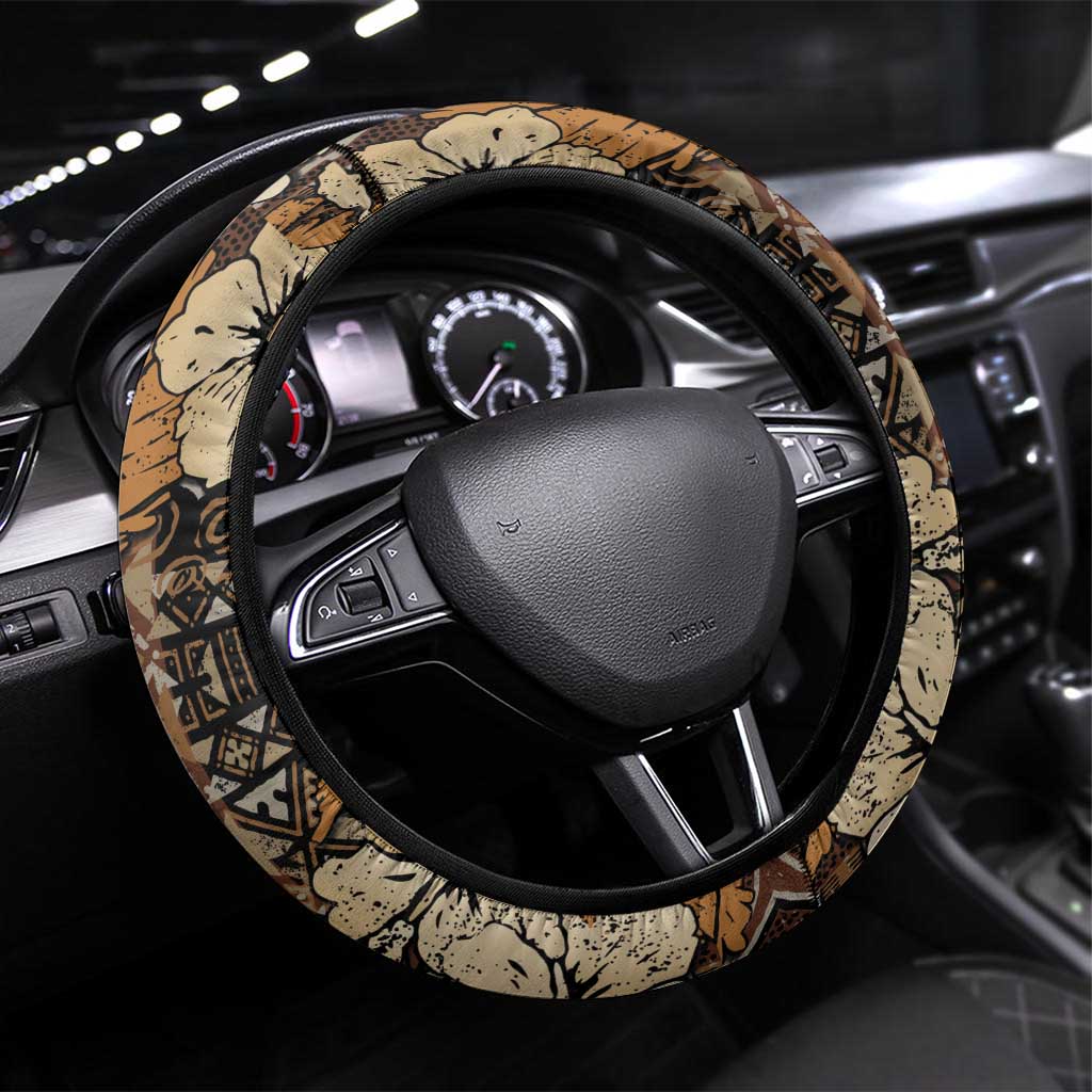 Afro Hibiscus Tropical Steering Wheel Cover African Pattern - African Pride