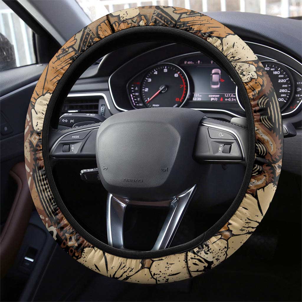 Afro Hibiscus Tropical Steering Wheel Cover African Pattern - African Pride