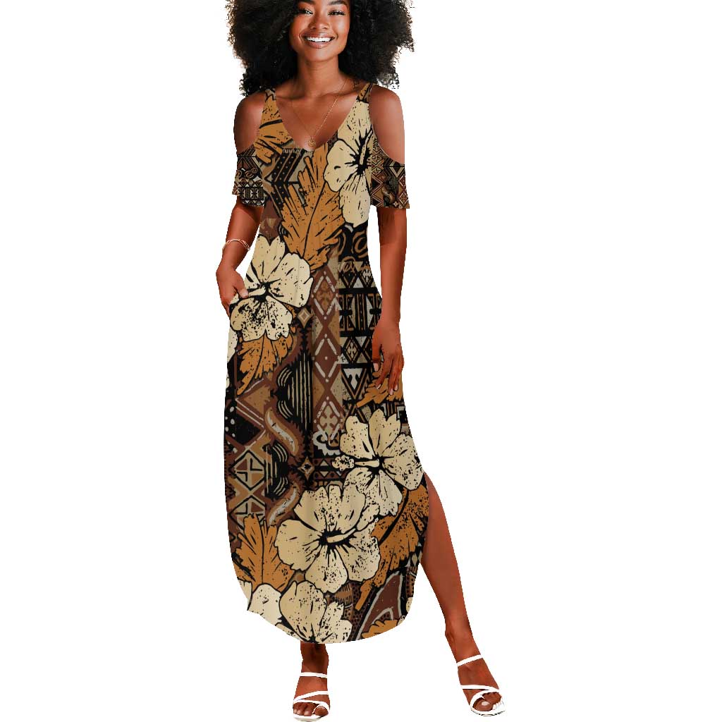 Afro Hibiscus Tropical Summer Maxi Dress African Pattern - African Pride