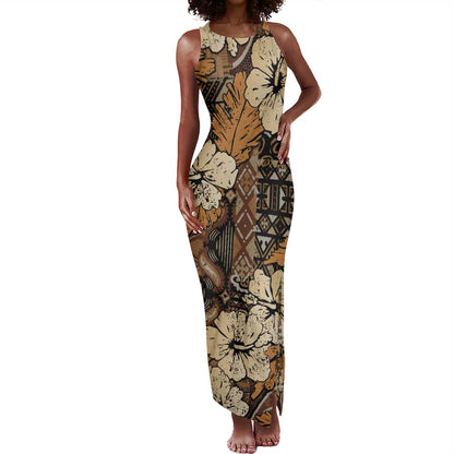 Afro Hibiscus Tropical Tank Maxi Dress African Pattern - African Pride