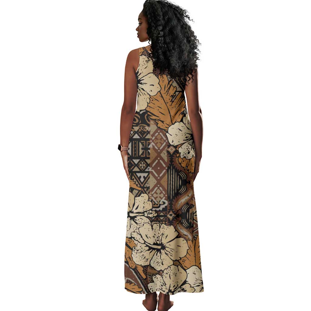 Afro Hibiscus Tropical Tank Maxi Dress African Pattern - African Pride