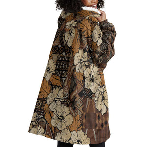 Afro Hibiscus Tropical Wearable Blanket Hoodie African Pattern - African Pride