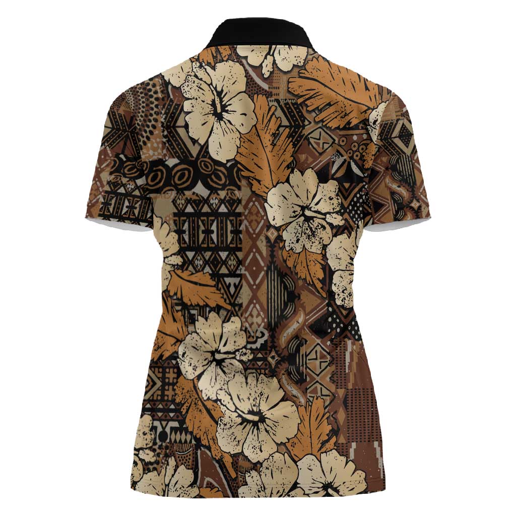 Afro Hibiscus Tropical Women Polo Shirt African Pattern - African Pride