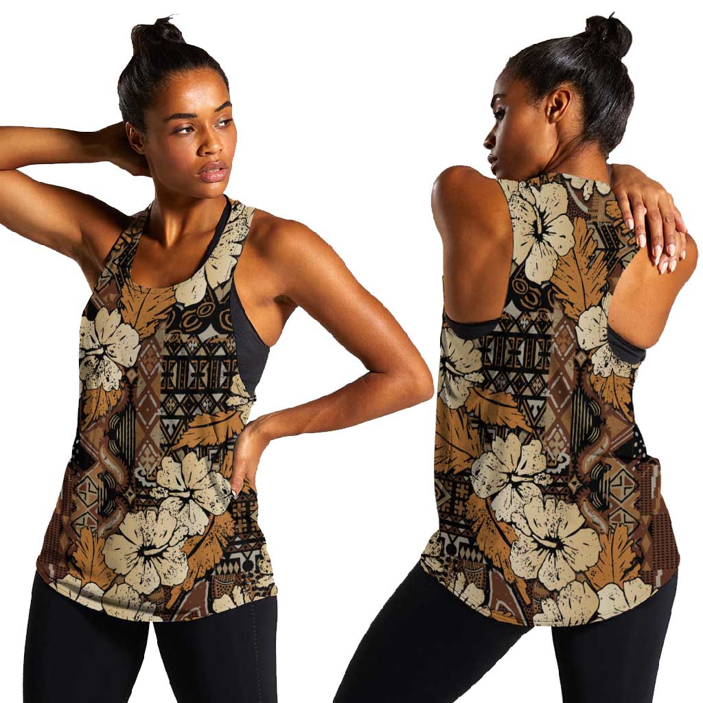 Afro Hibiscus Tropical Women Racerback Tank African Pattern - African Pride