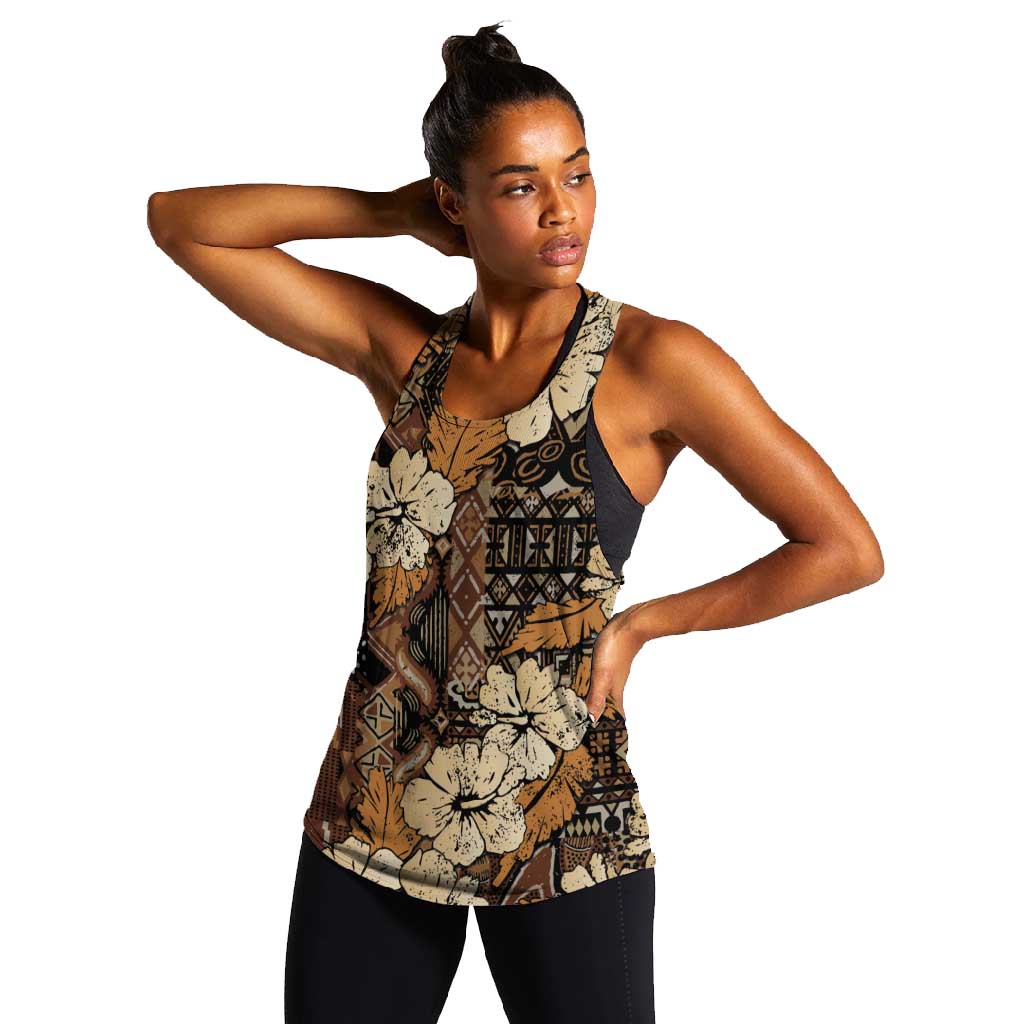 Afro Hibiscus Tropical Women Racerback Tank African Pattern - African Pride
