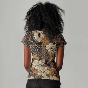 Afro Hibiscus Tropical Women V-Neck T-Shirt African Pattern - African Pride