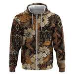 Afro Hibiscus Tropical Zip Hoodie African Pattern - African Pride
