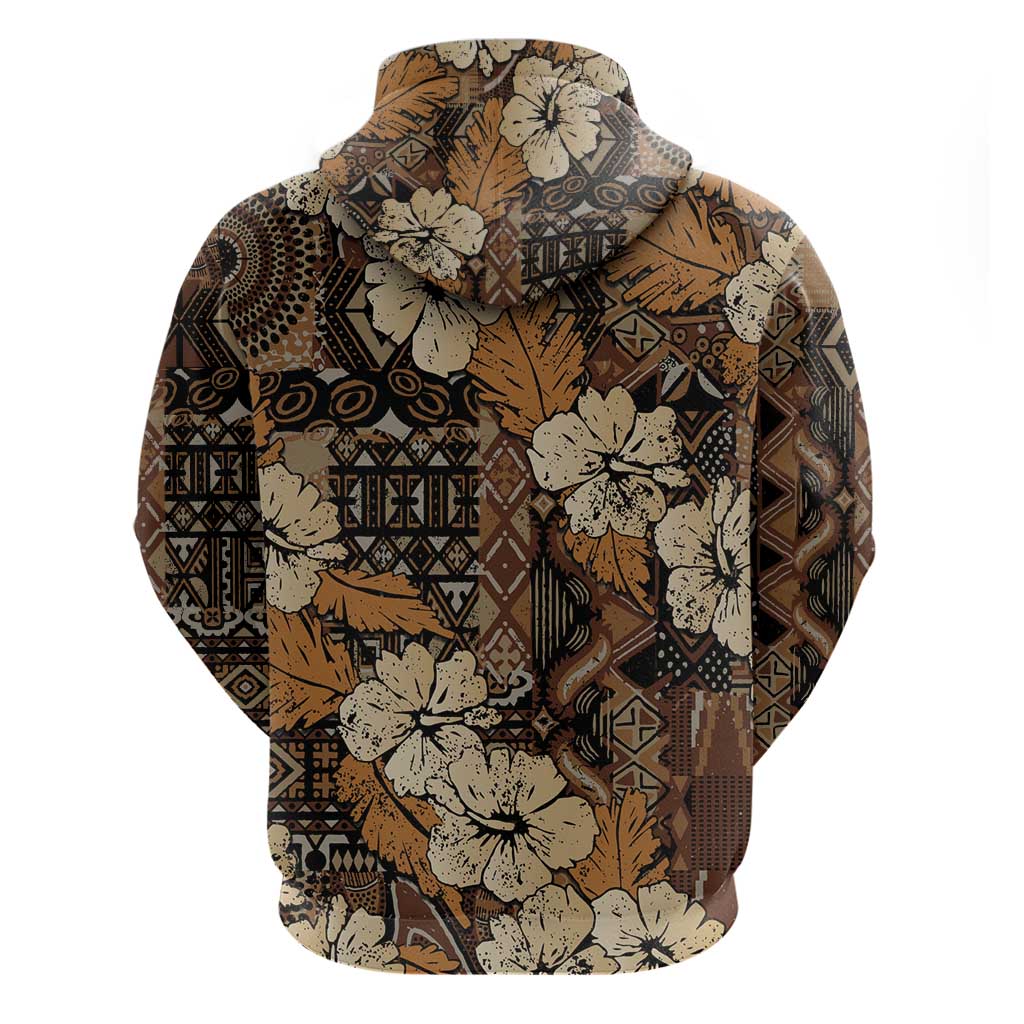 Afro Hibiscus Tropical Zip Hoodie African Pattern - African Pride