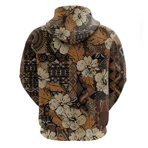 Afro Hibiscus Tropical Zip Hoodie African Pattern - African Pride