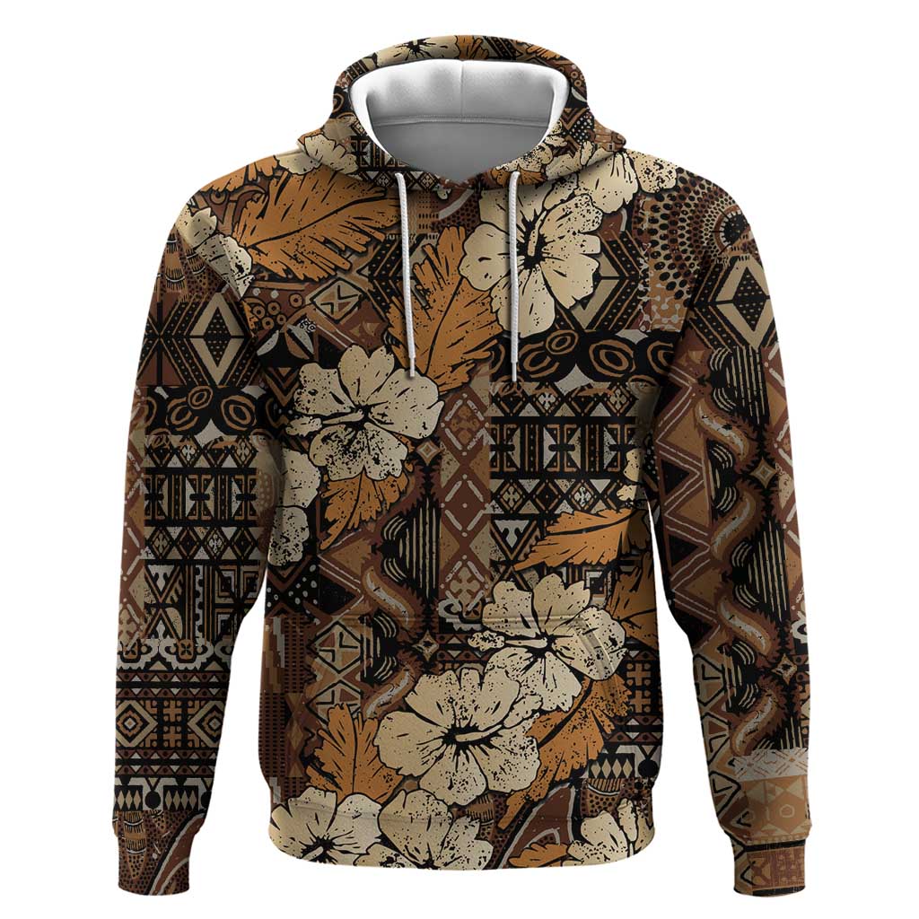 Afro Hibiscus Tropical Zip Hoodie African Pattern - African Pride
