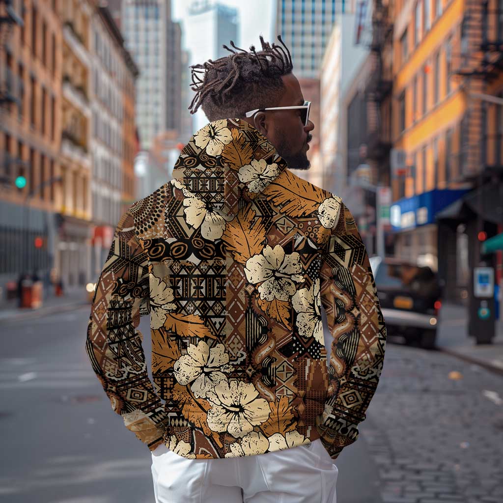Afro Hibiscus Tropical Zip Hoodie African Pattern - African Pride