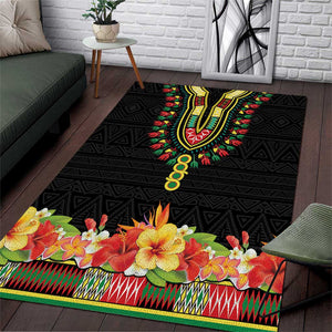 Personalized Afro Hibiscus Tropical Area Rug Dashiki African Pattern - African Pride