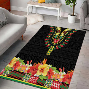 Personalized Afro Hibiscus Tropical Area Rug Dashiki African Pattern - African Pride