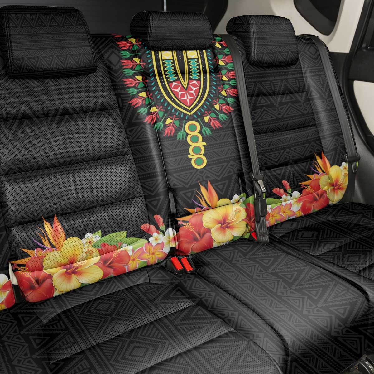 Personalized Afro Hibiscus Tropical Back Car Seat Cover Dashiki African Pattern - African Pride