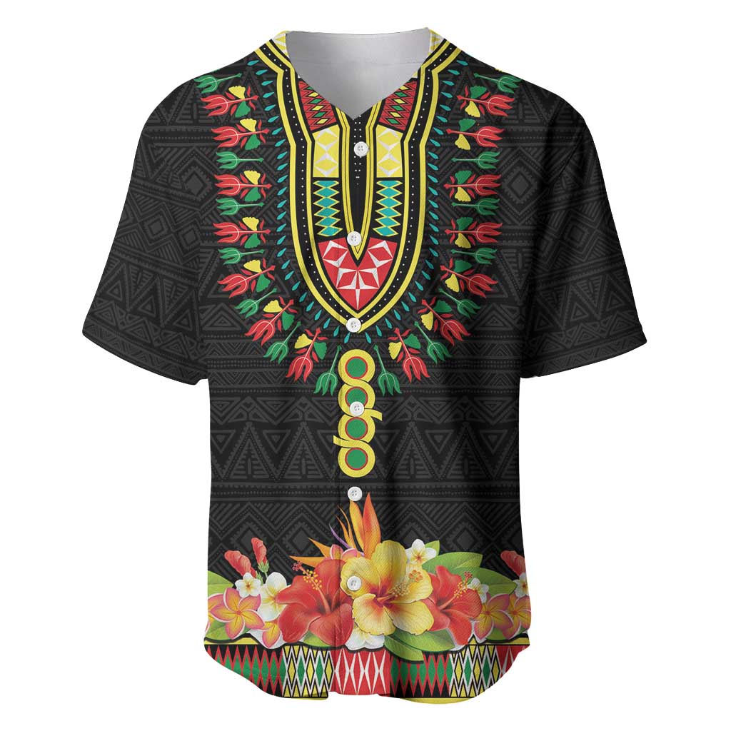 Personalized Afro Hibiscus Tropical Baseball Jersey Dashiki African Pattern - African Pride